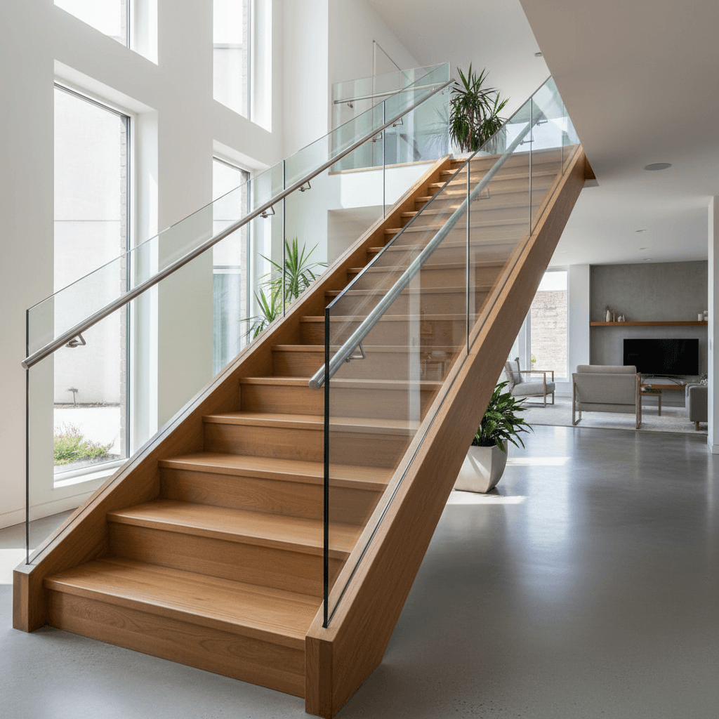 Glass railing system for stairs