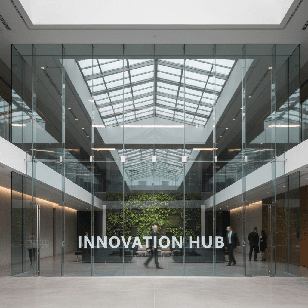 Commercial glass wall in Seattle office space