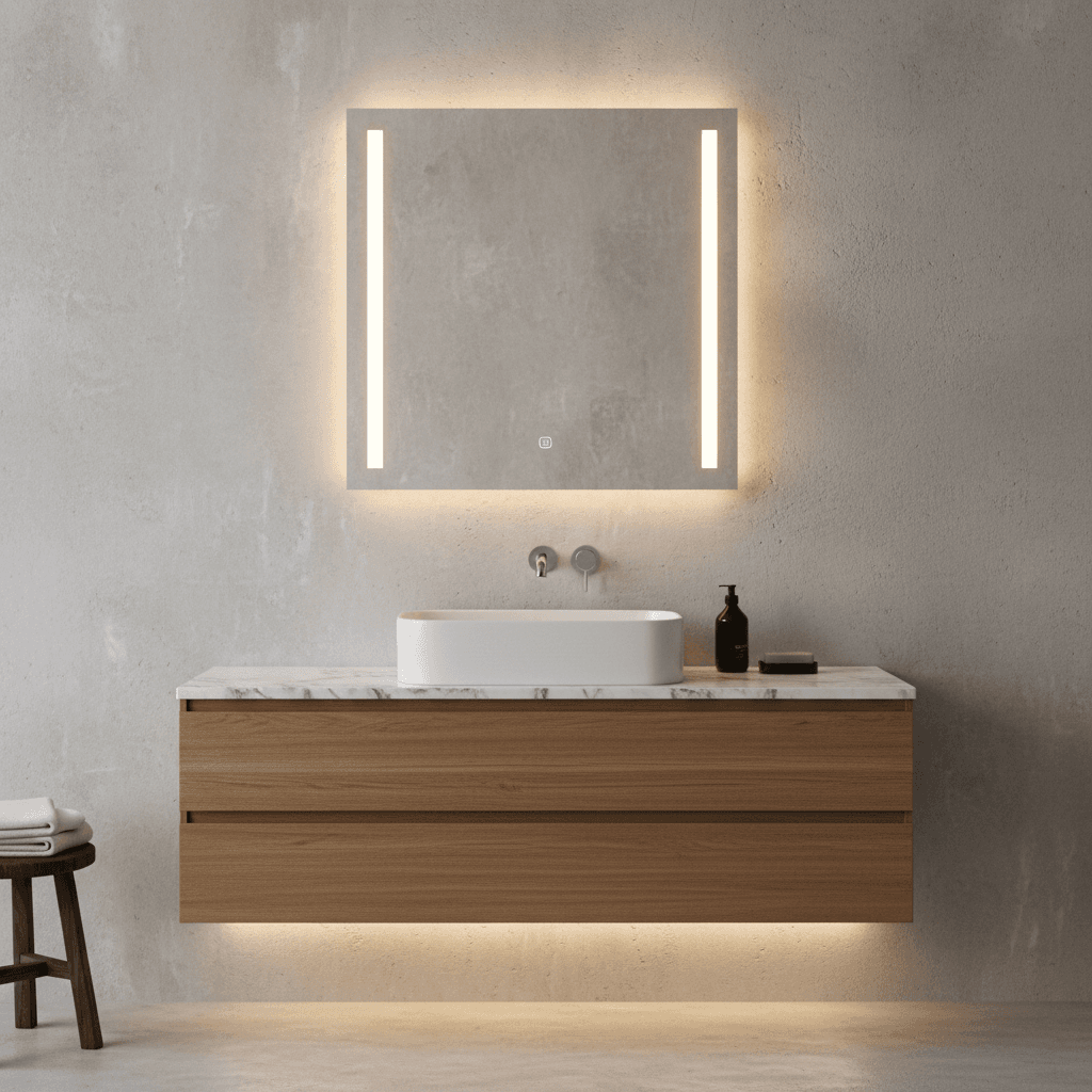 Custom mirror installed in Bellevue bathroom