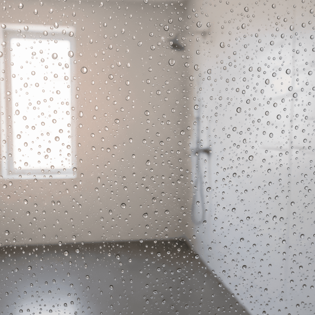 Frameless shower door detail in Seattle home